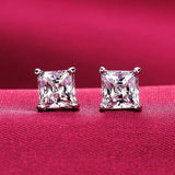 Zircon Stud Earrings Sparkling Tibetan Silver Bride Wedding Jewelry