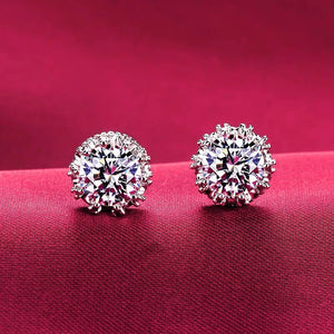 Zircon Stud Earrings Sparkling Tibetan Silver Bride Wedding Jewelry