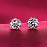 Zircon Stud Earrings Sparkling Tibetan Silver Bride Wedding Jewelry