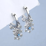 925 Sterling Silver Drop Earrings for Women Zircon Snowflake Bride Jewelry