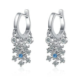 925 Sterling Silver Drop Earrings for Women Zircon Snowflake Bride Jewelry