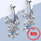 925 Sterling Silver Drop Earrings for Women Zircon Snowflake Bride Jewelry