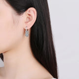 925 Sterling Silver Drop Earrings for Women Zircon Snowflake Bride Jewelry