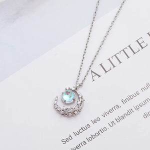 Sterling Silver Moon Opal Charm Necklace