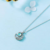 Sterling Silver Moon Opal Charm Necklace
