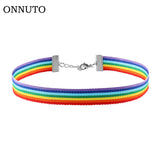 Pride Rainbow Choker Necklace with Pendant