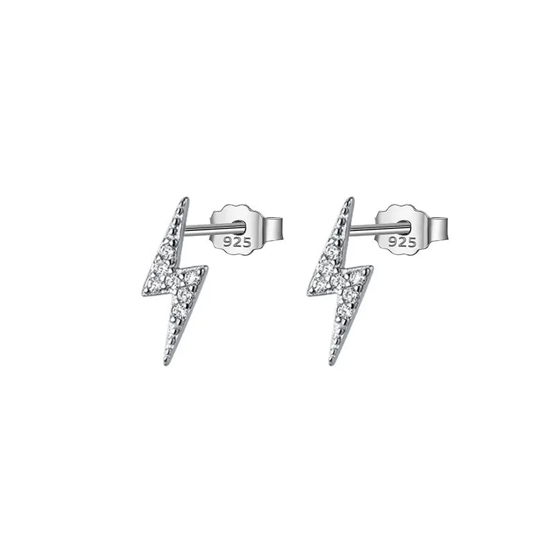 PrinSis 925 Silver Lightning Stud Earrings Women Anti-allergy Jewelry Gift