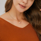 Pink Dazzling CZ Necklace Women Girls Zircon Clavicle Chain Wedding Jewelry
