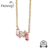 Pink Dazzling CZ Necklace Women Girls Zircon Clavicle Chain Wedding Jewelry