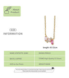 Pink Dazzling CZ Necklace Women Girls Zircon Clavicle Chain Wedding Jewelry