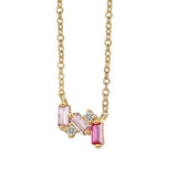 Pink Dazzling CZ Necklace Women Girls Zircon Clavicle Chain Wedding Jewelry