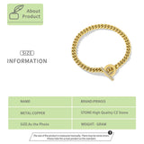 Punk Cuban Chain Bracelet with Zircon Buckle for Women