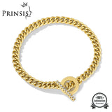 Punk Cuban Chain Bracelet with Zircon Buckle for Women