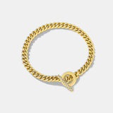 Punk Cuban Chain Bracelet with Zircon Buckle for Women