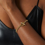 Punk Cuban Chain Bracelet with Zircon Buckle for Women