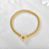 Punk Cuban Chain Bracelet with Zircon Buckle for Women