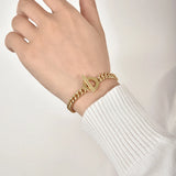 Punk Cuban Chain Bracelet with Zircon Buckle for Women