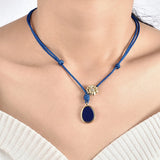 PrinSis Rope Charm Necklace Zircon Flower Pendant Chain for Women