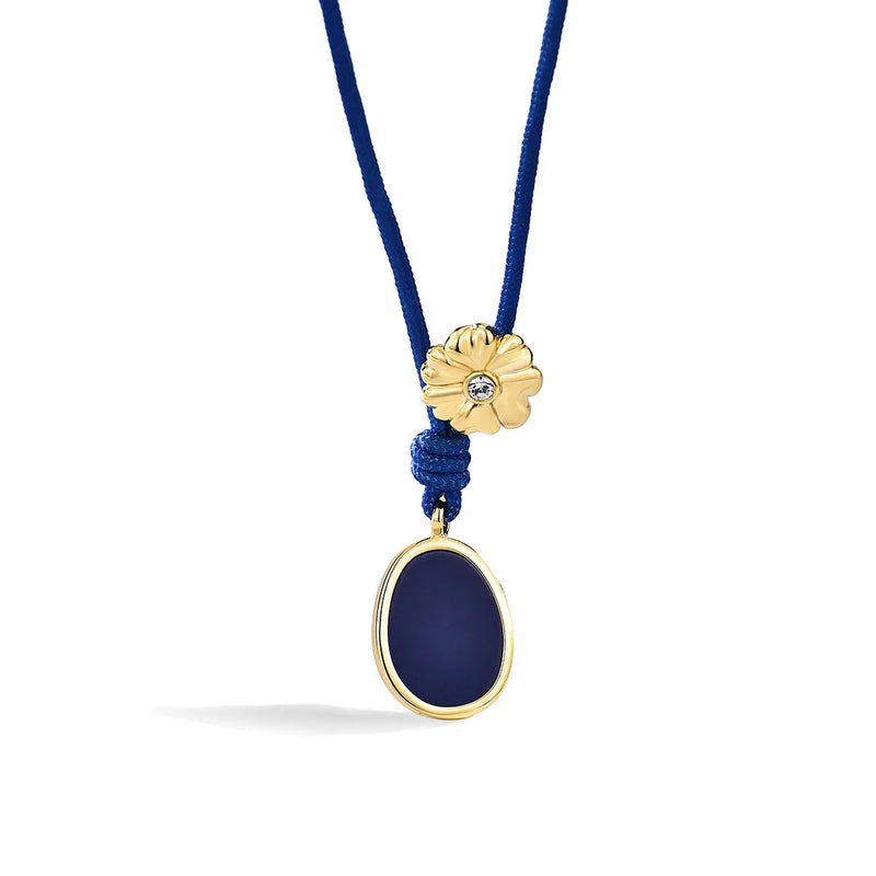 PrinSis Rope Charm Necklace Zircon Flower Pendant Chain for Women