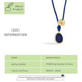 PrinSis Rope Charm Necklace Zircon Flower Pendant Chain for Women