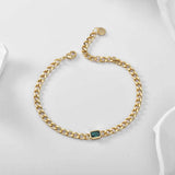Emerald Gemstone Chain Bracelet for Women Girls Fine Jewelry