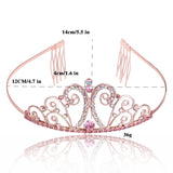 Princess Crystal Crown Hair Band Girls Pink Headdress