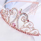 Princess Crystal Crown Hair Band Girls Pink Headdress