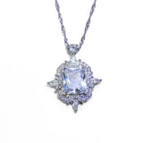 Crystal Zircon Diamond Pendant Necklace Pt950 Silver Choker Jewelry