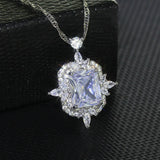 Crystal Zircon Diamond Pendant Necklace Pt950 Silver Choker Jewelry