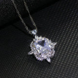 Crystal Zircon Diamond Pendant Necklace Pt950 Silver Choker Jewelry