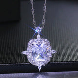 Crystal Zircon Diamond Pendant Necklace Pt950 Silver Choker Jewelry