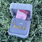Personalized Princess Crown Charm Necklace with Double Names - Butterfly Choker