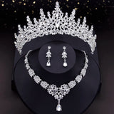 Princess Crown Jewelry Set for Women Wedding Bride Tiara Necklace Earring
