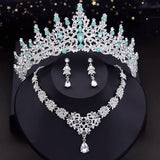 Princess Crown Jewelry Set for Women Wedding Bride Tiara Necklace Earring
