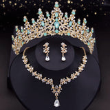 Princess Crown Jewelry Set for Women Wedding Bride Tiara Necklace Earring
