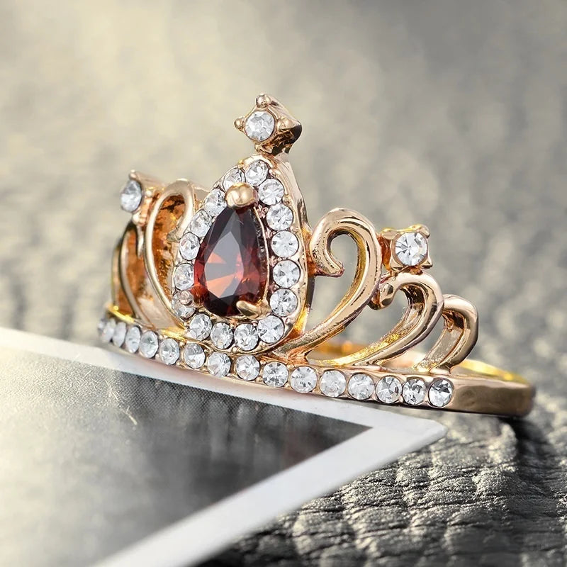 Princess Crown Style Rings For Women - Rose & Jewelry Gift