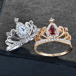 Princess Crown Style Rings For Women - Rose & Jewelry Gift