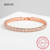Princess Cut Moissanite Tennis Bracelet 5mm 925 Sterling Silver Plated