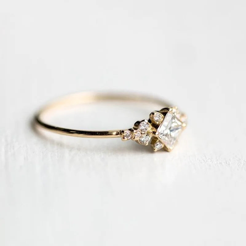 Princess Cut Zircon Engagement Ring Vintage Promise Wedding Rings For Women