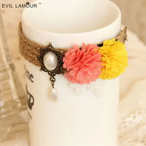 Vintage Bohemia Flower Bangle - Straw Jewelry Accessory