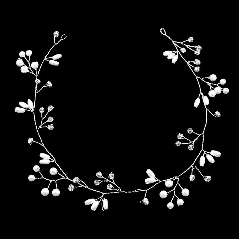 Rhinestone Tiara Pearl Headband Bridal Headpiece