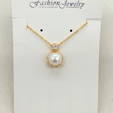 Princess Style Pearl Necklace Freshwater Pearl Zircon Pendant 14K Filled