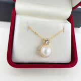 Princess Style Pearl Necklace Freshwater Pearl Zircon Pendant 14K Filled