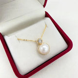 Princess Style Pearl Necklace Freshwater Pearl Zircon Pendant 14K Filled