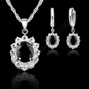 Princess Wedding Engagement Necklace Earring Jewelry Sets