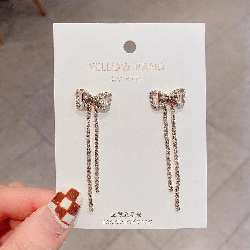 Princess Wind Double Bow Zircon Earrings Sale