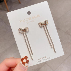 Princess Wind Double Bow Zircon Earrings Sale