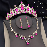 Princess Crown & Jewelry Set Shining Tiaras Necklace Earrings for Bridal Wedding