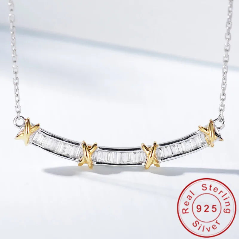 Princess Cut Diamond Cross Pendant in 925 Sterling Silver