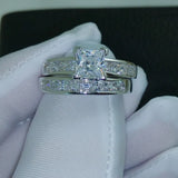Lab Diamond Promise Ring Set 925 Silver Wedding Rings for Women